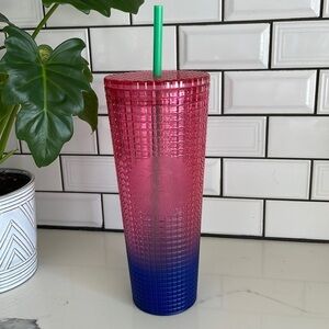 NWT Starbucks 2022 watermelon pink purple gradient ombré grid Venti 24oz Tumbler